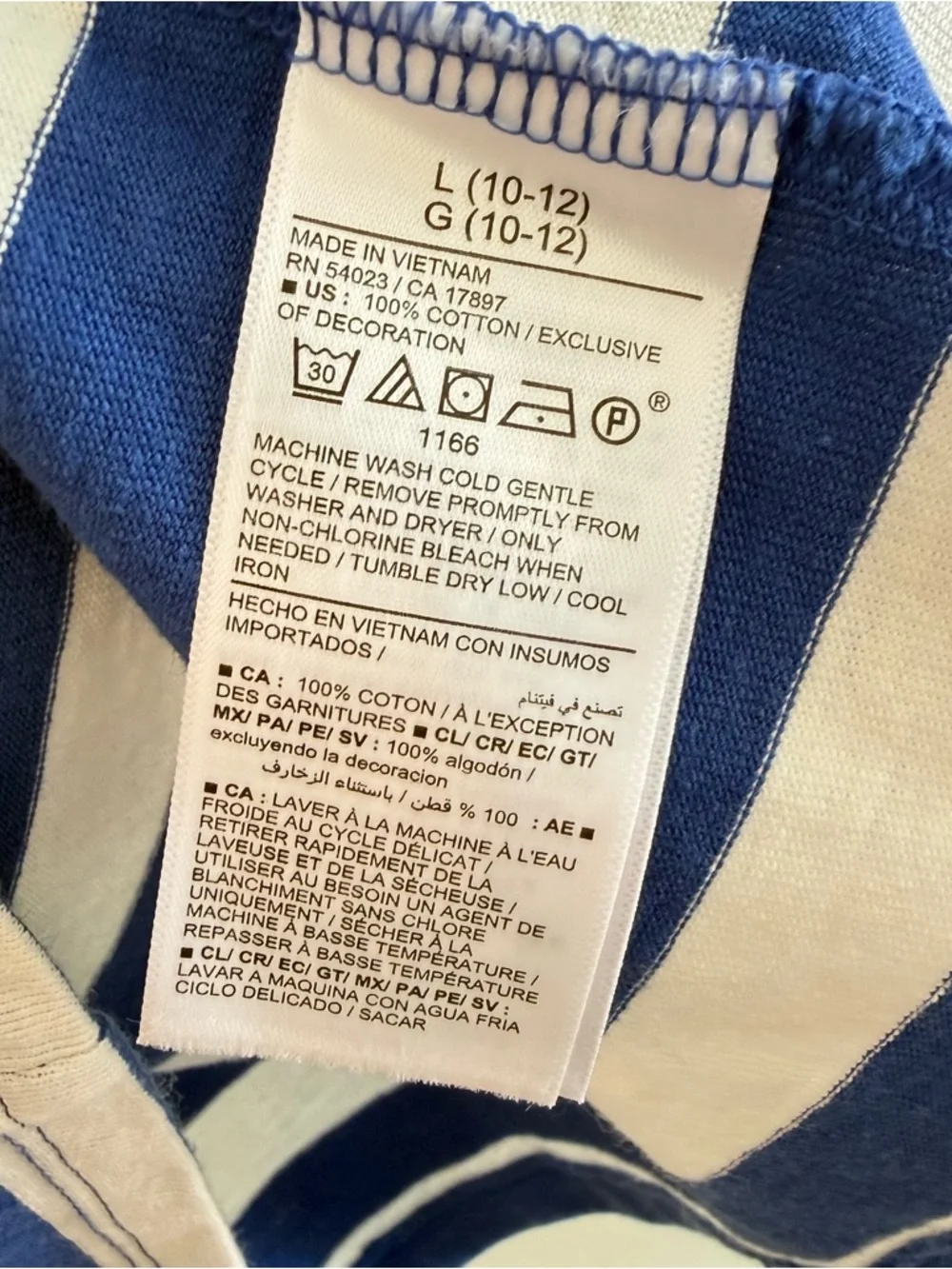 NWT Old Navy Blue & White Striped Graphic Tee Size L (10-12) Reissue